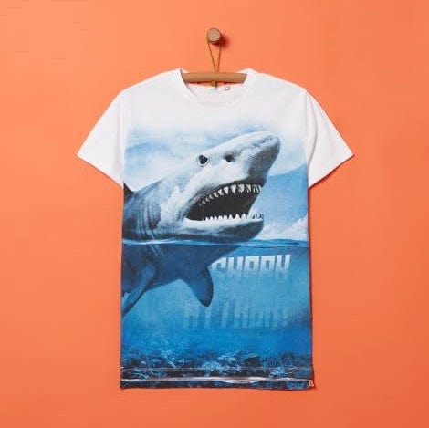 ElOutlet-Sumer Kids Kids Tshirt Boys Tshirt - SHARK - White x Blue