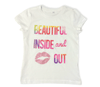 ElOutlet-Sumer Kids Kids Tshirt Girls Tshirt - White - (Glitter) "Beautiful Inside & Out"