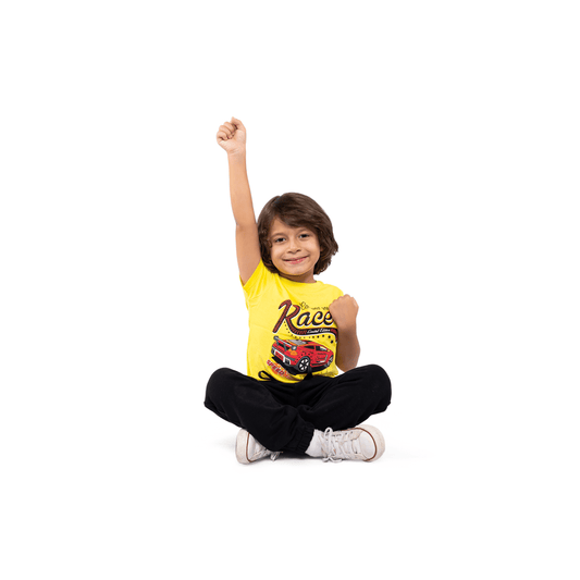 ElOutlet-Sumer Kids Kids Tshirt [Kids] Tshirt (KROKO) - ""RACE" - Yellow