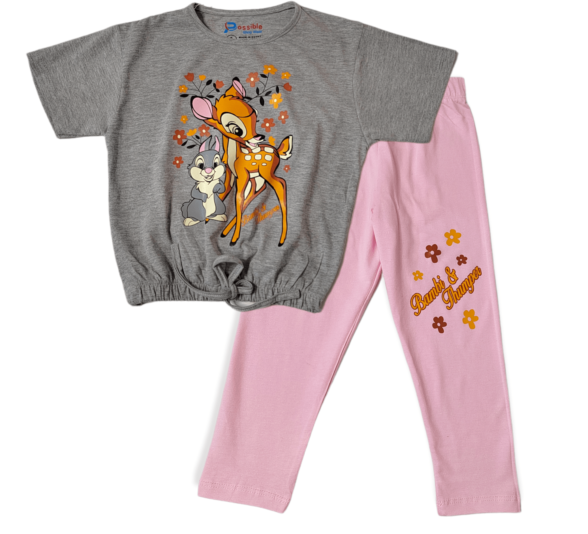 ElOutlet-Sumer Kids Pyjamas Kids Pajama [Girls] - Bambi - Grey