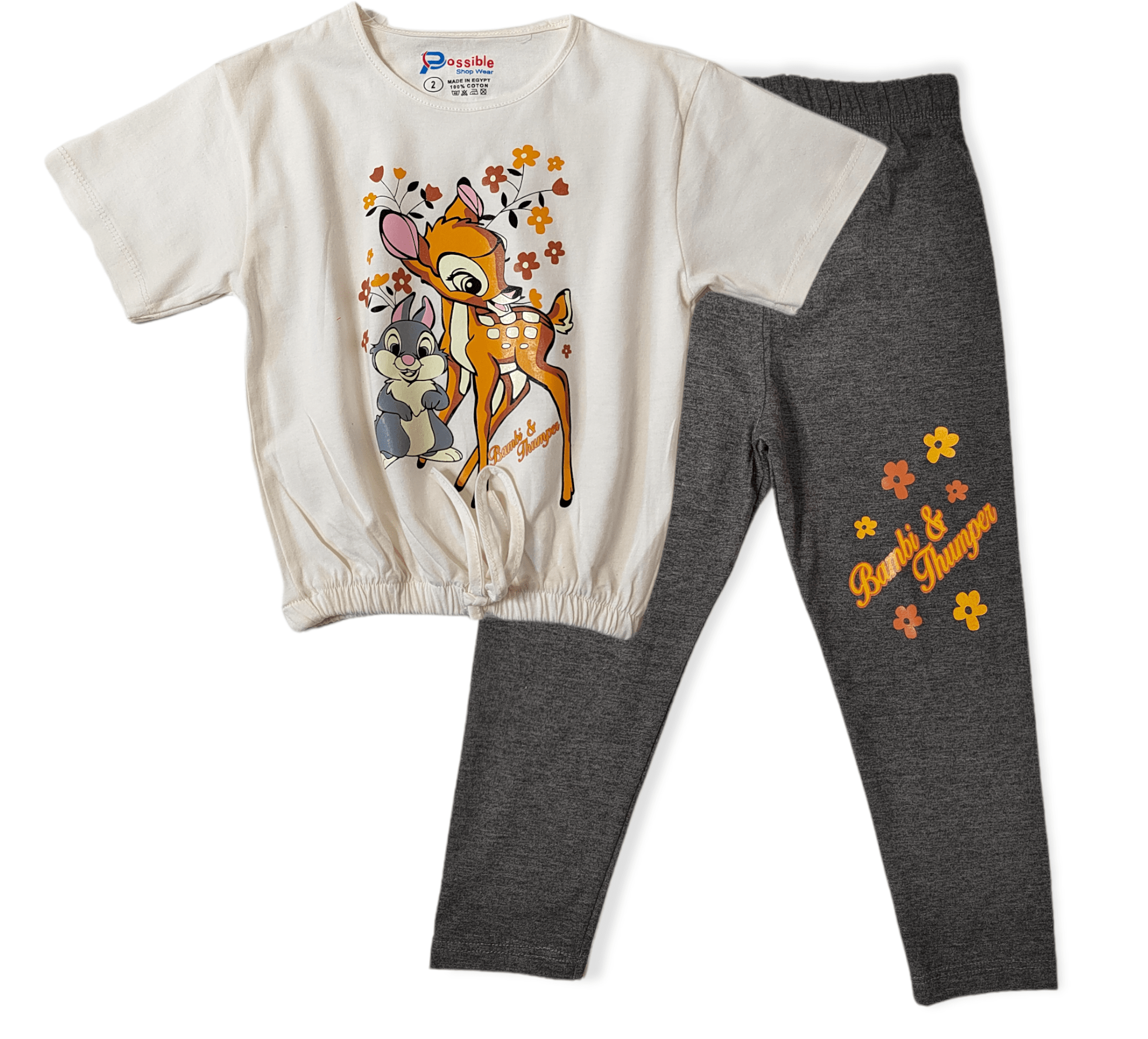 ElOutlet-Sumer Kids Pyjamas Kids Pajama [Girls] - Bambi - White