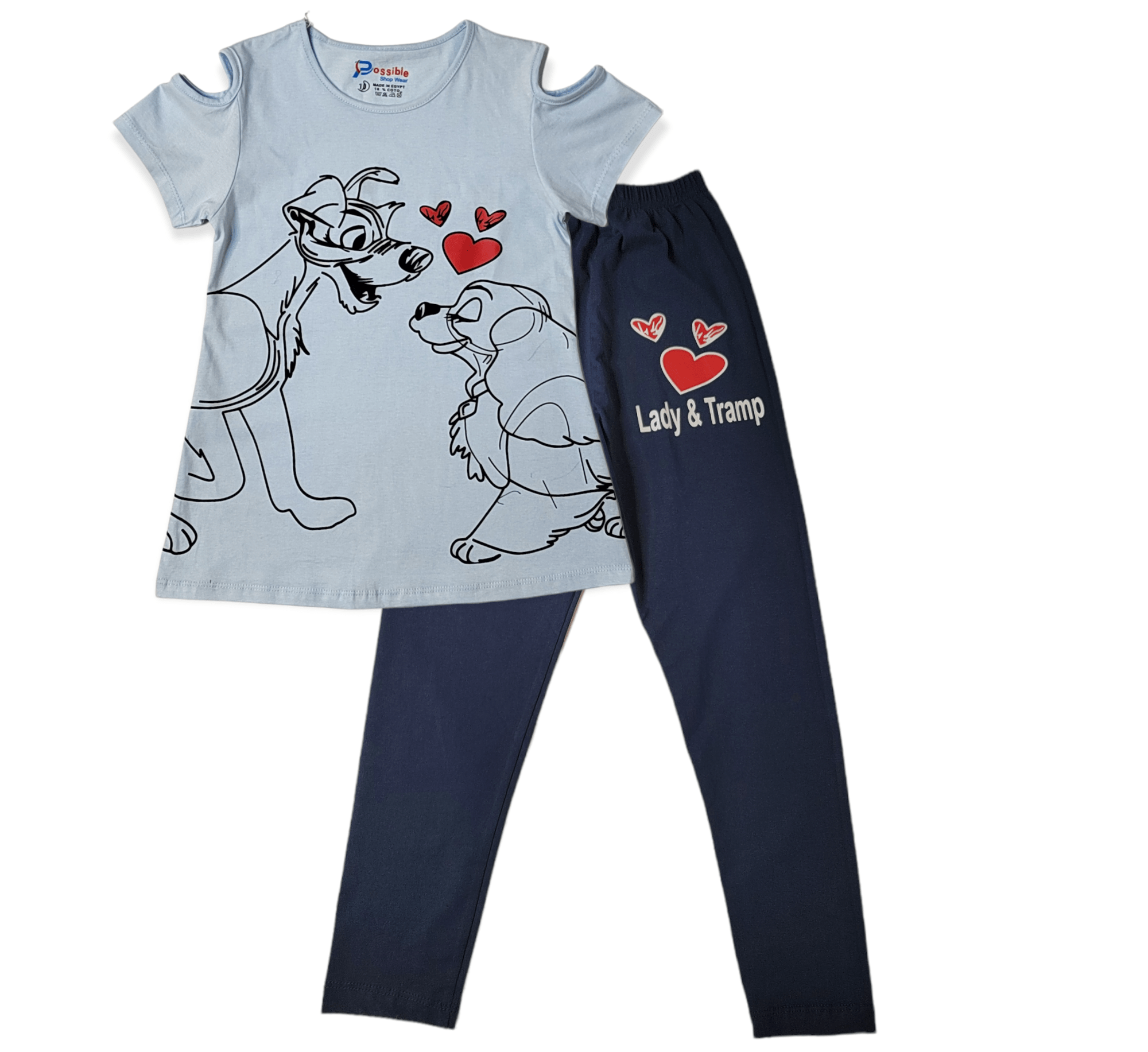 ElOutlet-Sumer Kids Pyjamas Kids Pajama [Girls] - Lady & Tramp - Light Blue