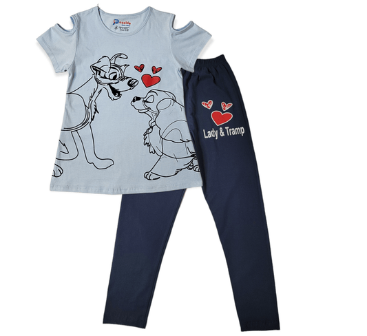 ElOutlet-Sumer Kids Pyjamas Kids Pajama [Girls] - Lady & Tramp - Light Blue