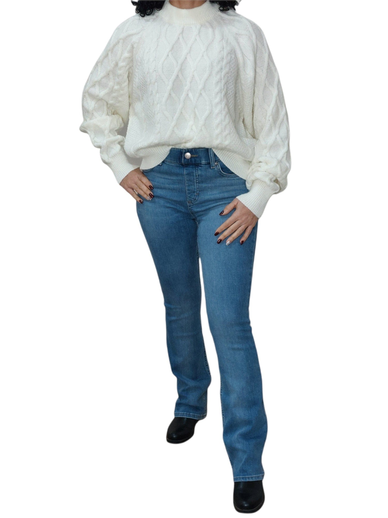 ElOutlet Summer Sale 23 Women Lee Jeans Pants (Boot Cut) - Light Blue (fake button - stretch)