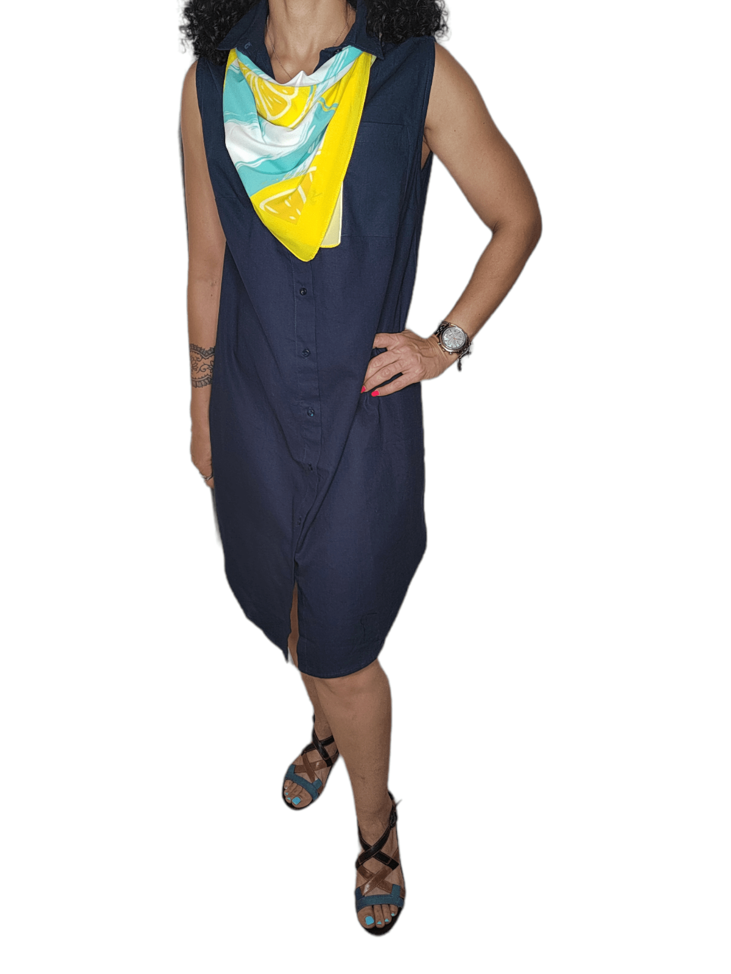 ElOutlet - Summer Women Dress Women Dress - Linen كتان - Dark Blue