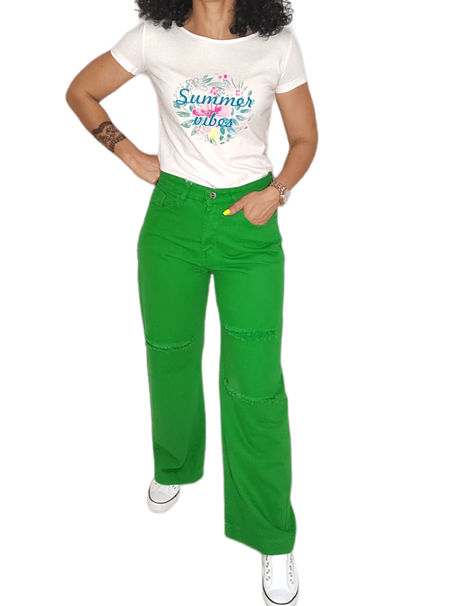 ElOutlet - Summer Women Pants Women Jeans Pants - Green