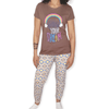 ElOutlet - Summer Women Pyjamas Women Pajama Set - Brown "Follow Your Dream"