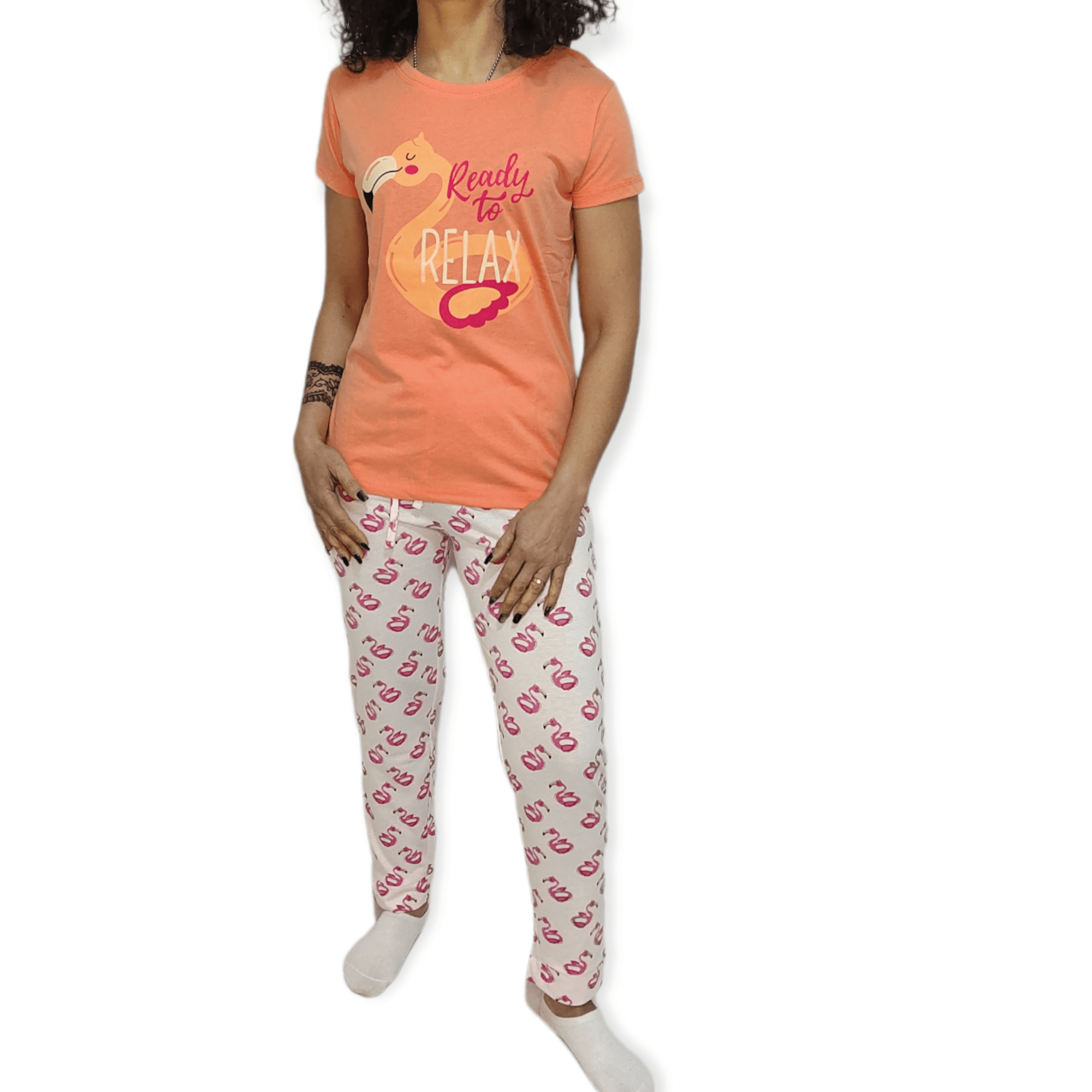 ElOutlet - Summer Women Pyjamas Women Pajama Set - Flamingo "Ready to Relax"