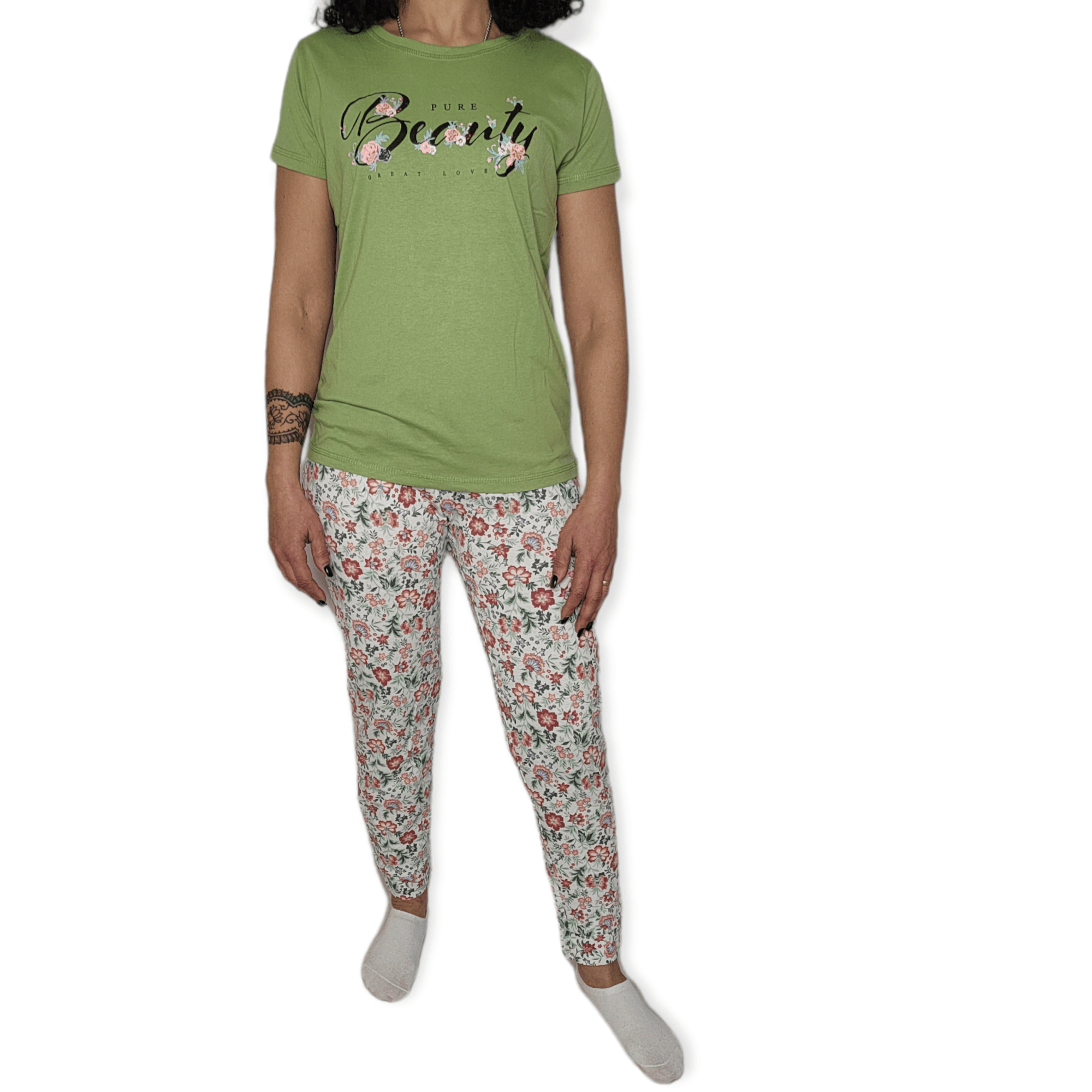 ElOutlet - Summer Women Pyjamas Women Pajama Set - Green "Pure Beauty"