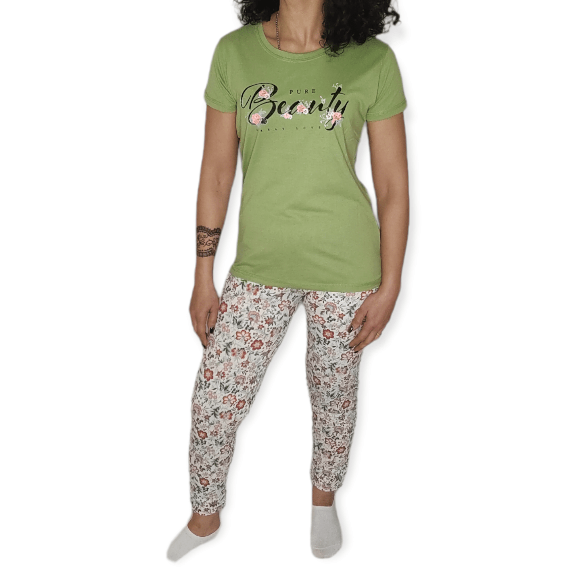 ElOutlet - Summer Women Pyjamas Women Pajama Set - Green "Pure Beauty"