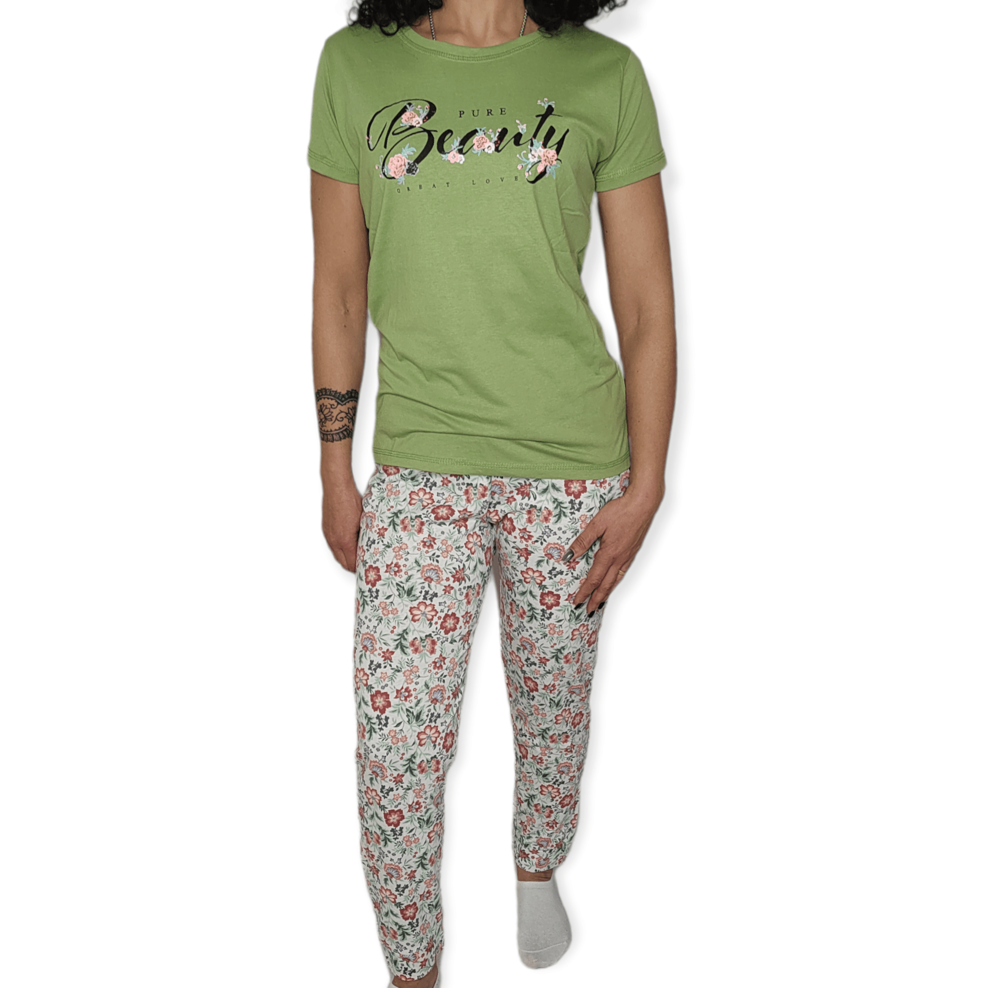 ElOutlet - Summer Women Pyjamas Women Pajama Set - Green "Pure Beauty"