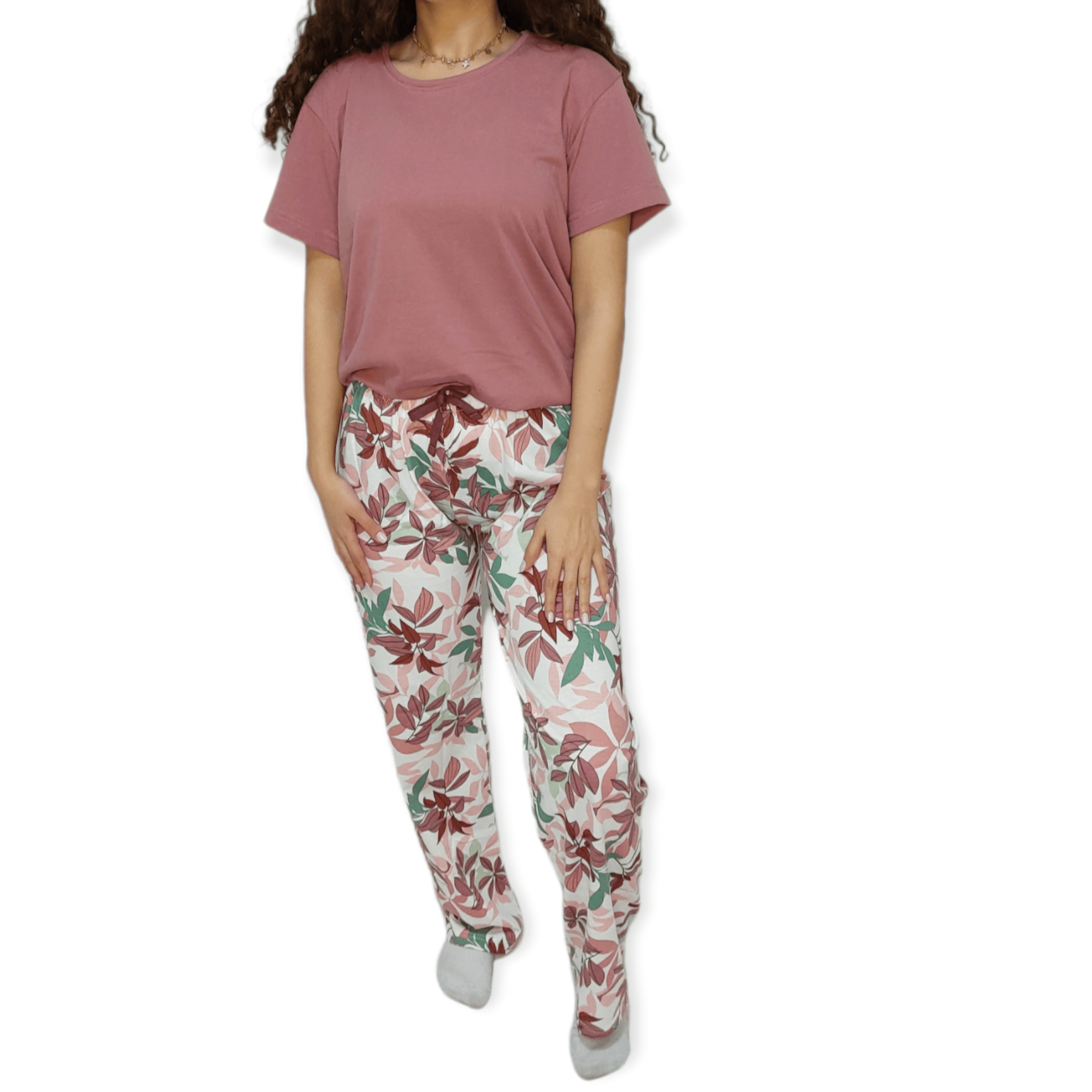 ElOutlet - Summer Women Pyjamas Women Pajama Set - Light Burgundy