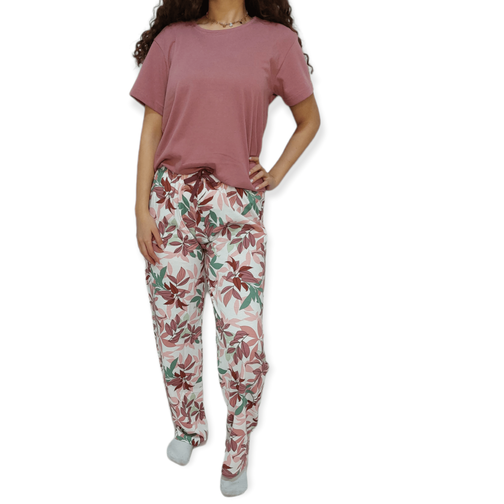 ElOutlet - Summer Women Pyjamas Women Pajama Set - Light Burgundy