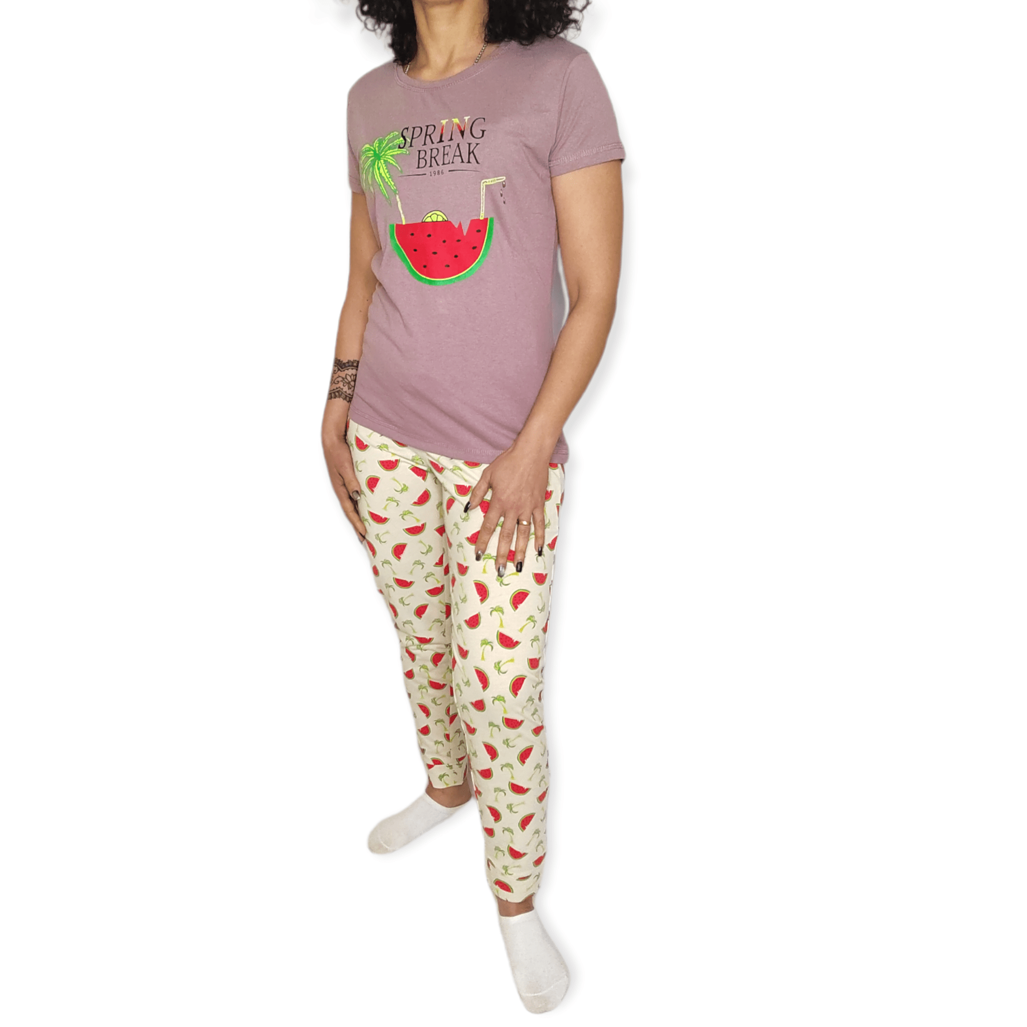 ElOutlet - Summer Women Pyjamas Women Pajama Set - Purple "Spring Break"
