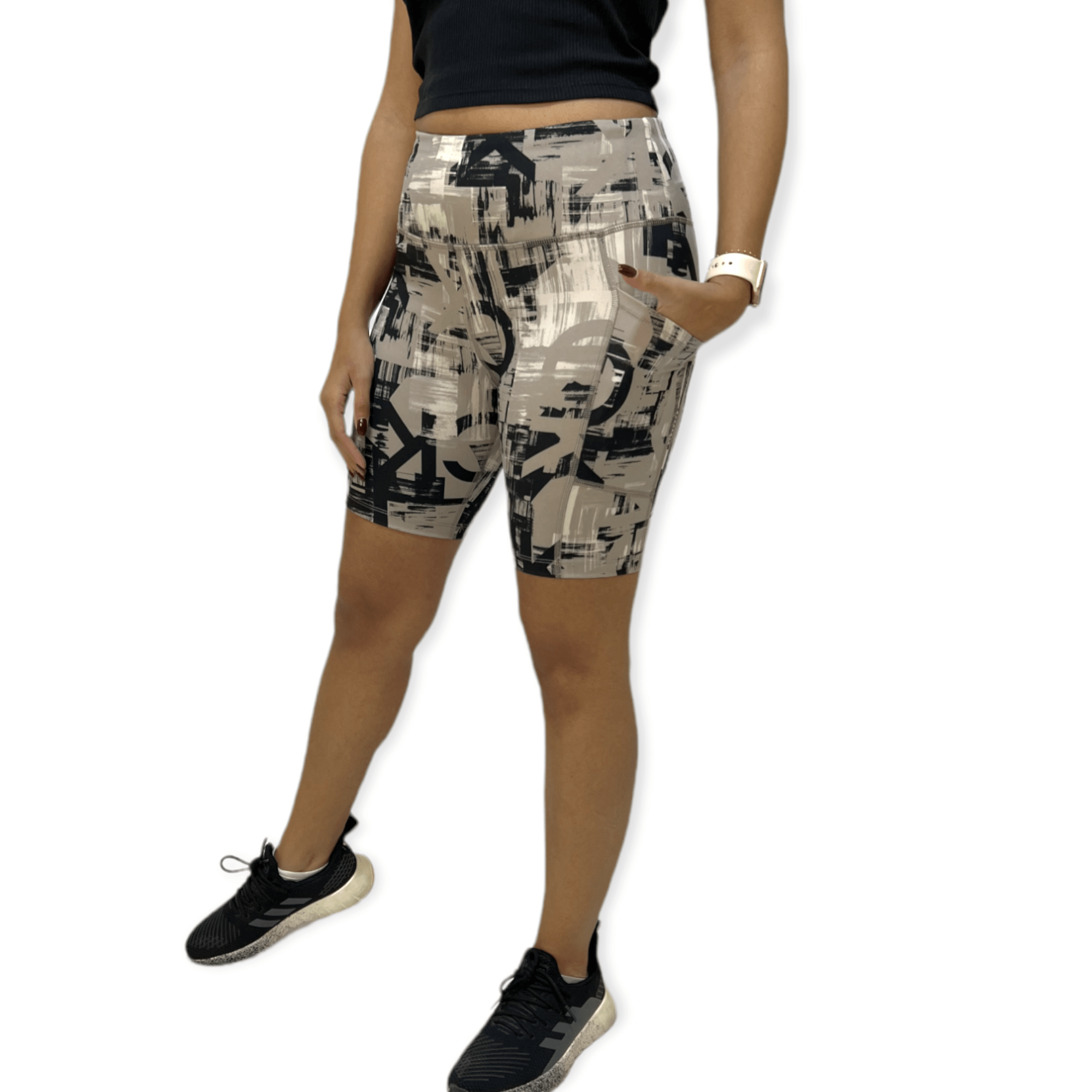 ElOutlet - Summer Women Shorts Women Sports Shorts - Black x Beige