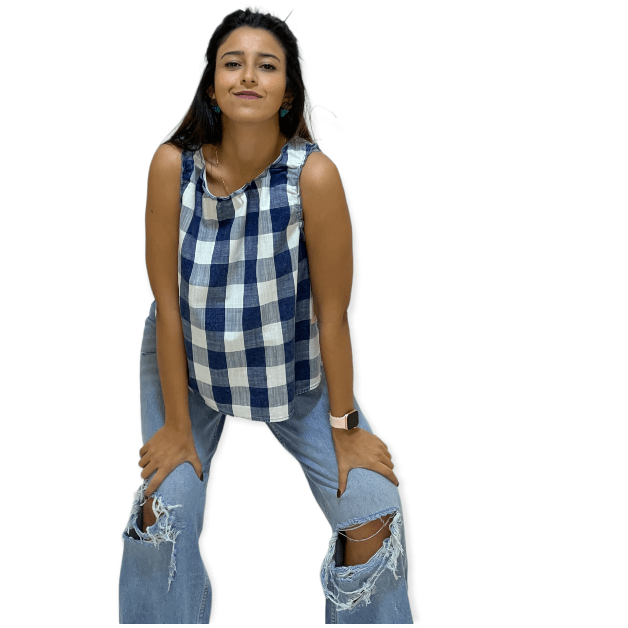 ElOutlet - Summer Women Women Blouse Women Blouse - Blue x White