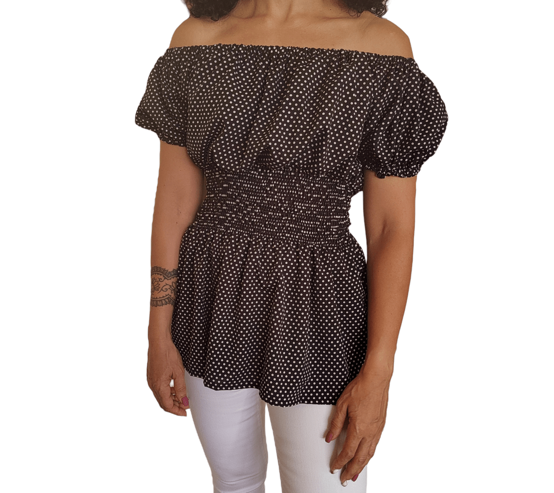 ElOutlet - Summer Women Women Blouse Women Blouse (Body Curvy) - Black x White