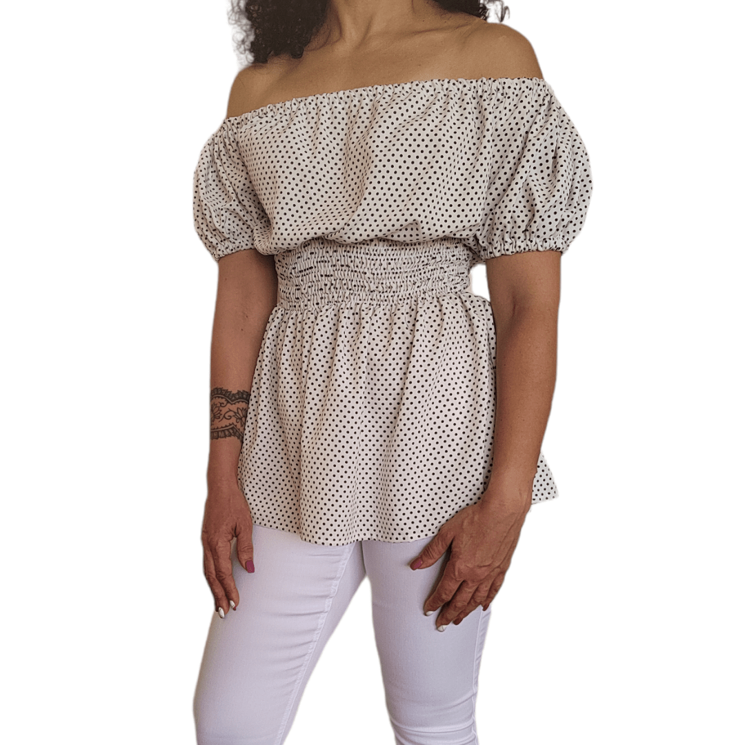 ElOutlet - Summer Women Women Blouse Women Blouse (Body Curvy) - White x Black