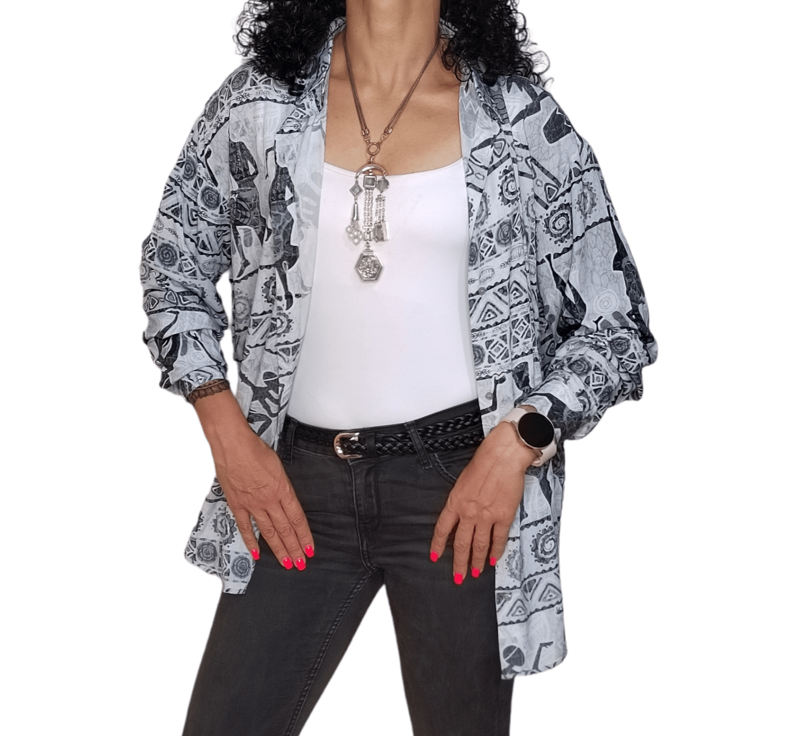 ElOutlet - Summer Women Women Blouse Women Chemise (One-Size) [1] - African - Grey