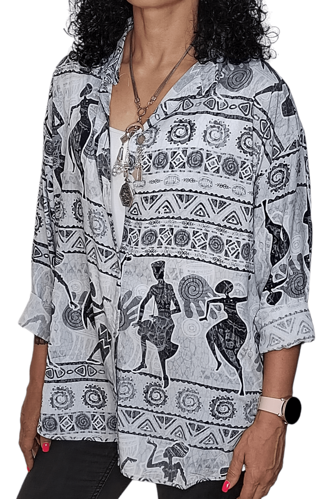 ElOutlet - Summer Women Women Blouse Women Chemise (One-Size) [1] - African - Grey