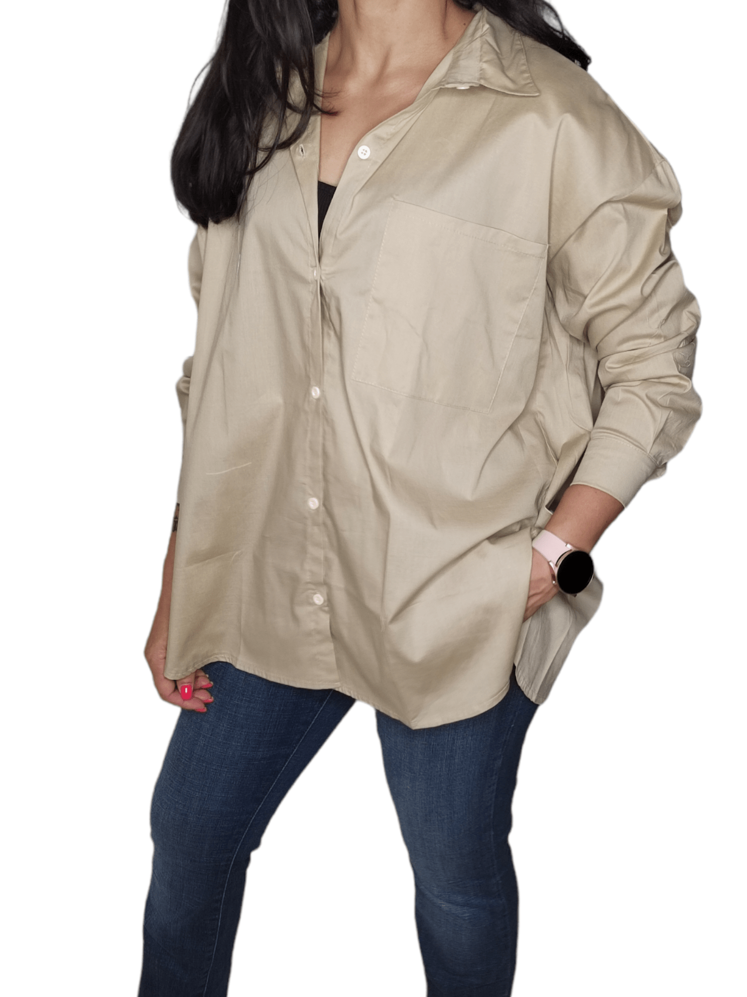 ElOutlet - Summer Women Women Blouse Women Chemise (One-Size) - Curvy - Beige