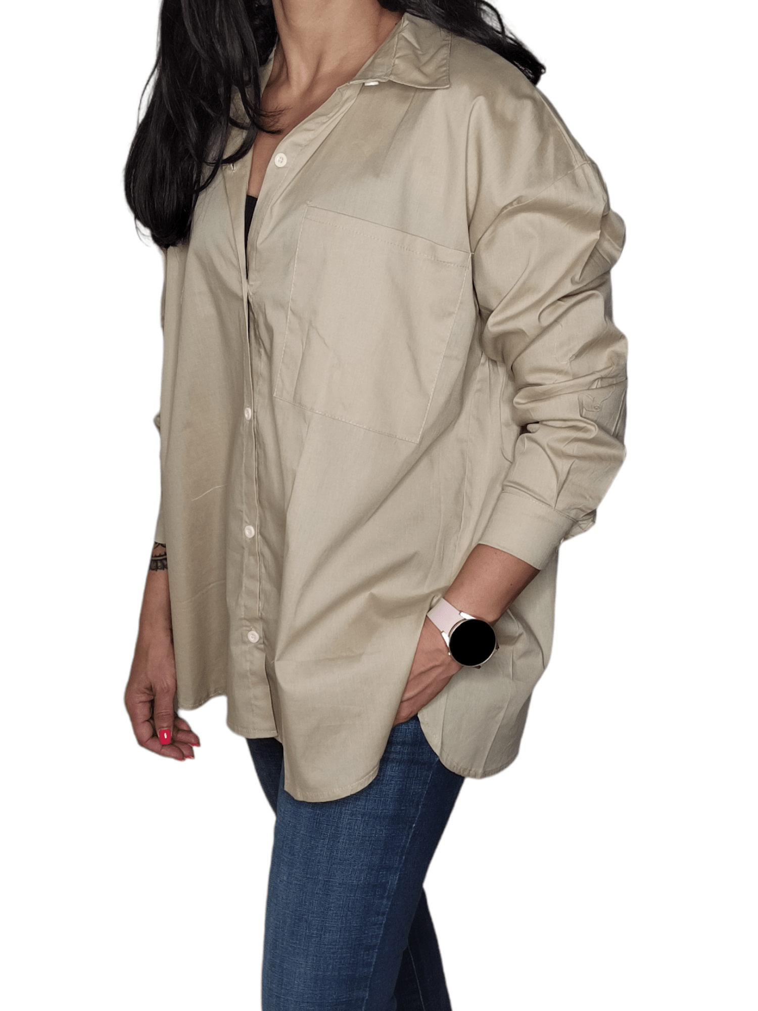 ElOutlet - Summer Women Women Blouse Women Chemise (One-Size) - Curvy - Beige