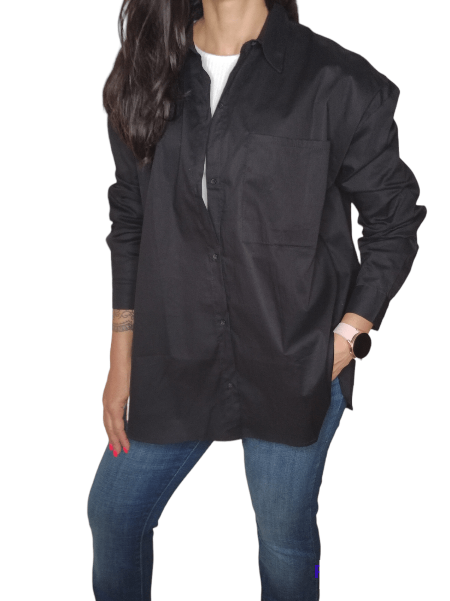 ElOutlet - Summer Women Women Blouse Women Chemise (One-Size) - Curvy - Black