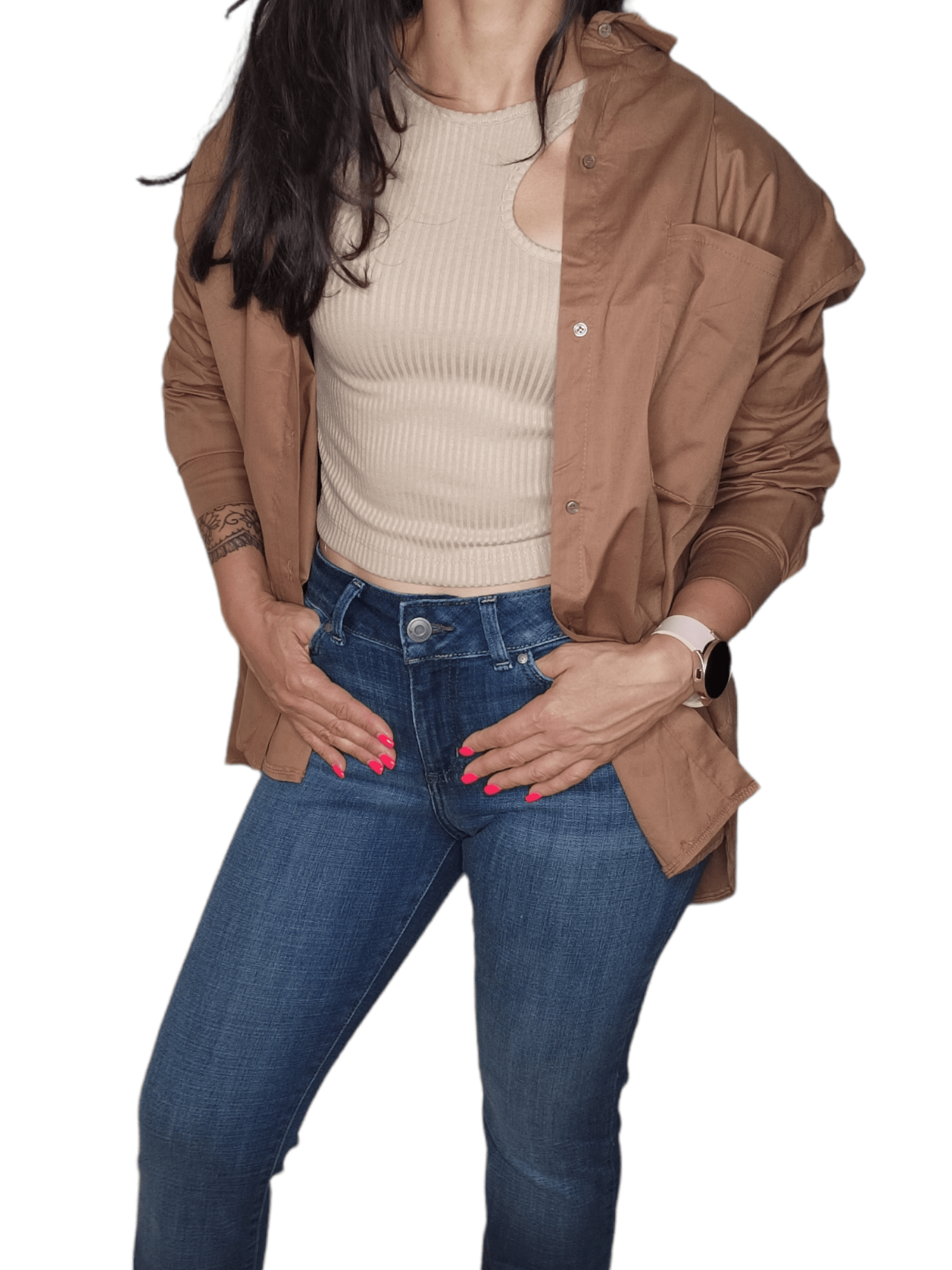 ElOutlet - Summer Women Women Blouse Women Chemise (One-Size) - Curvy - Brown (Coffee)