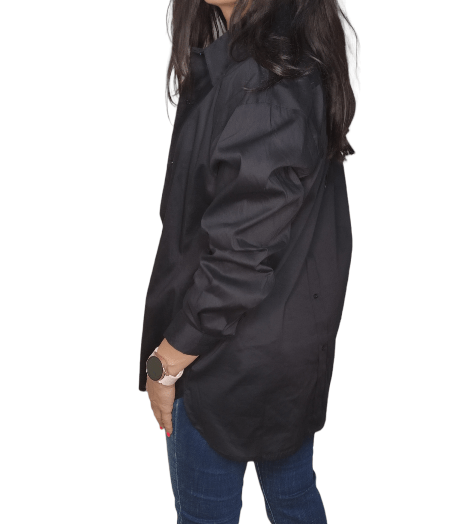 ElOutlet - Summer Women Women Blouse Women Chemise (One-Size) - Curvy (buttons front & back) - Black