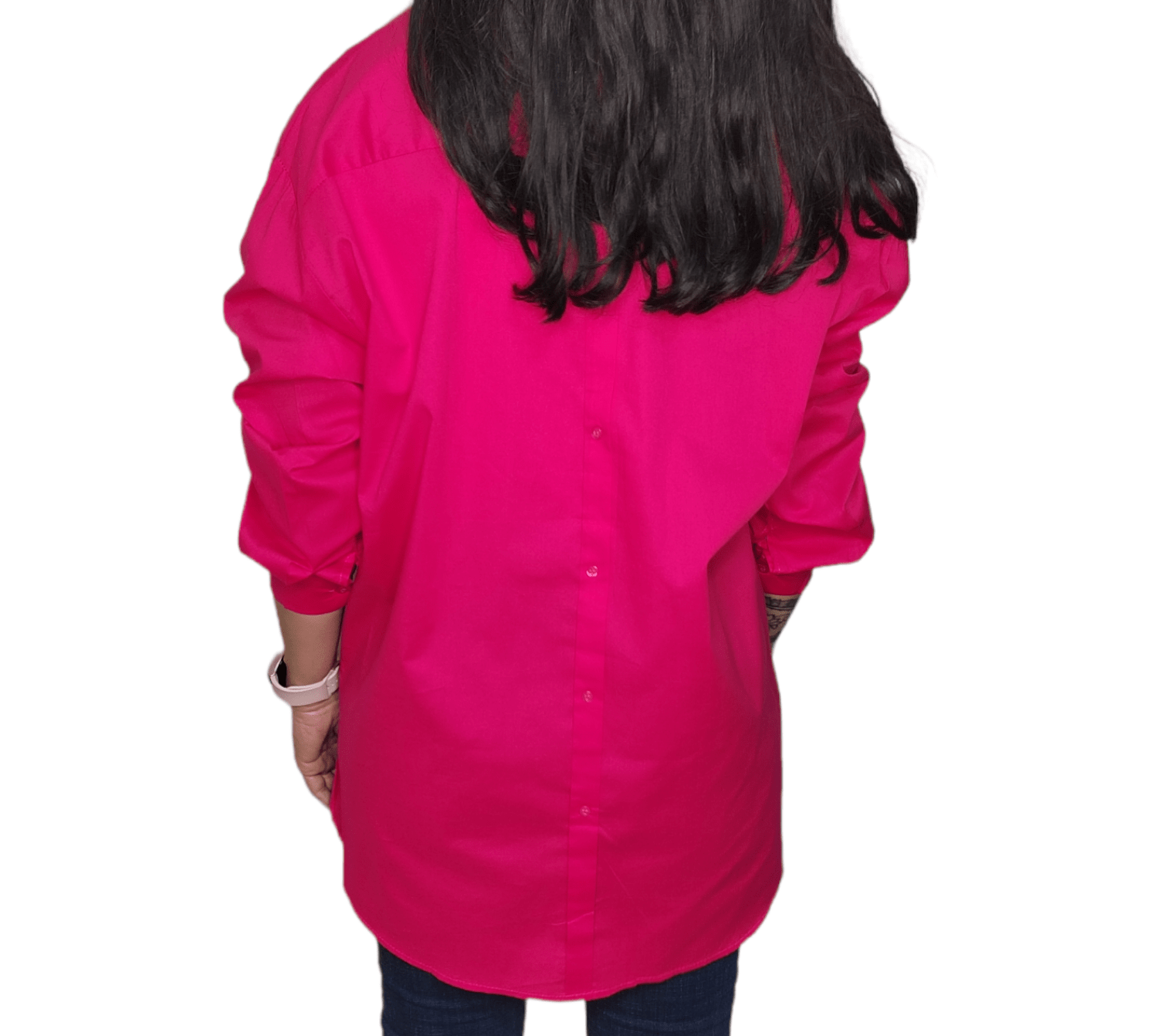ElOutlet - Summer Women Women Blouse Women Chemise (One-Size) - Curvy (buttons front & back) - Fuchsia