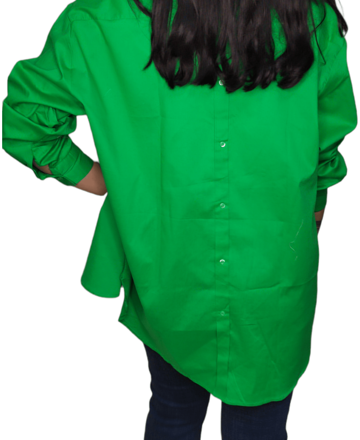 ElOutlet - Summer Women Women Blouse Women Chemise (One-Size) - Curvy (buttons front & back) - Green