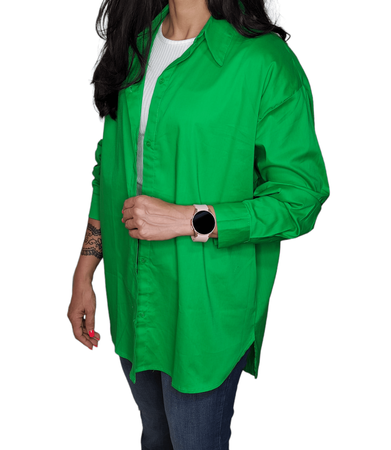 ElOutlet - Summer Women Women Blouse Women Chemise (One-Size) - Curvy (buttons front & back) - Green