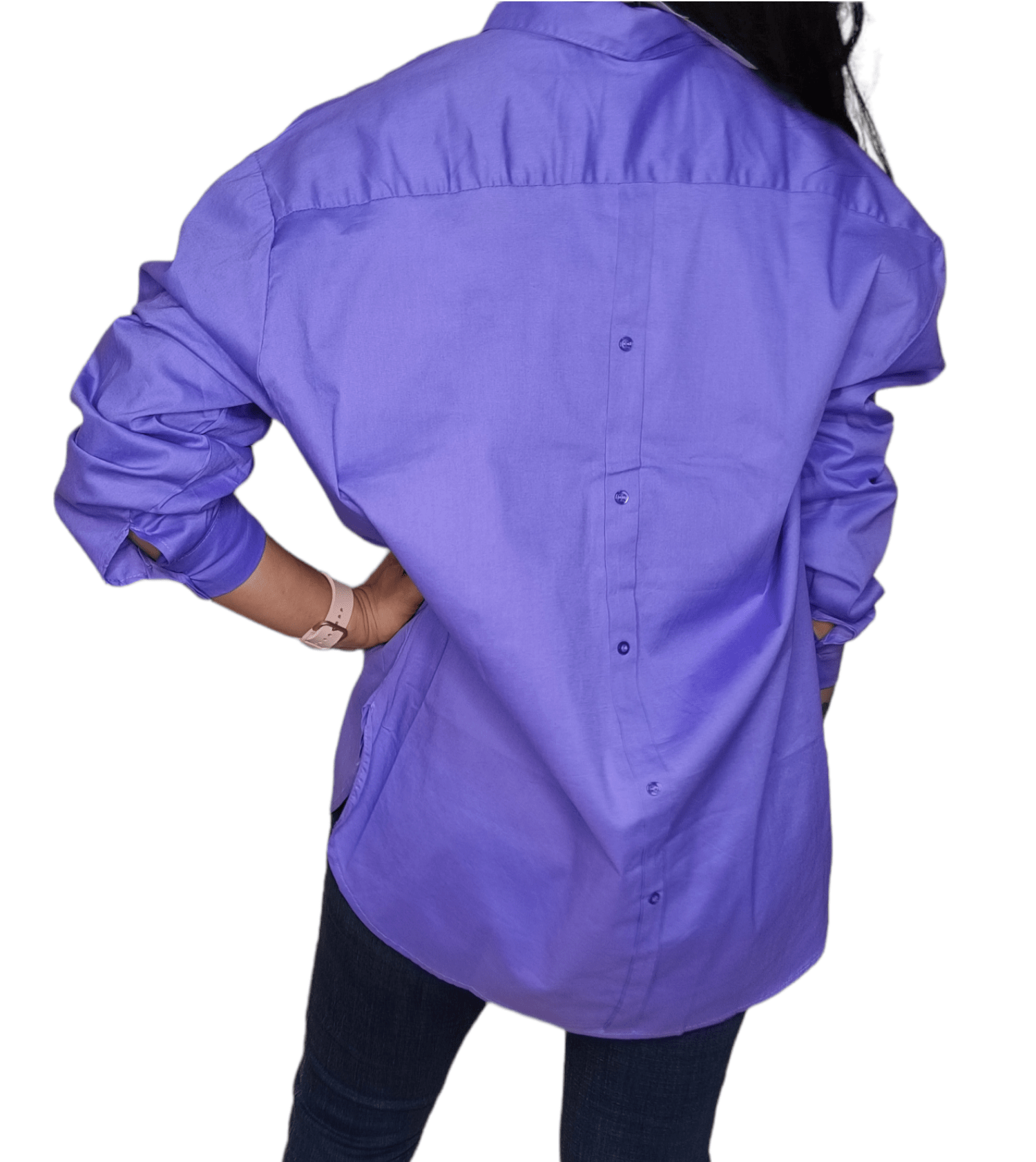 ElOutlet - Summer Women Women Blouse Women Chemise (One-Size) - Curvy (buttons front & back) - Purple