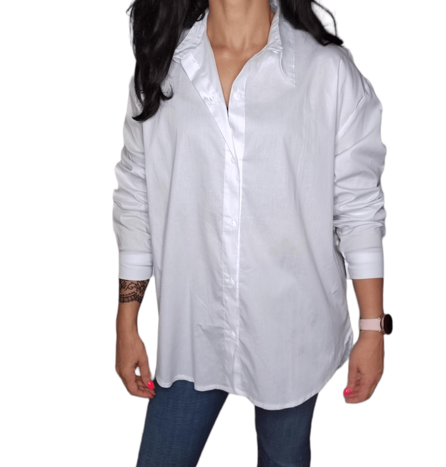 ElOutlet - Summer Women Women Blouse Women Chemise (One-Size) - Curvy (buttons front & back) - White
