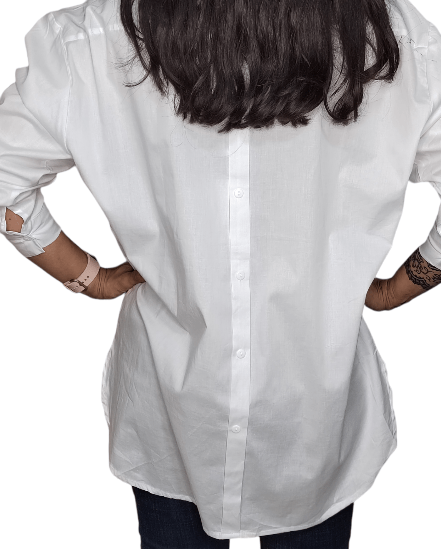 ElOutlet - Summer Women Women Blouse Women Chemise (One-Size) - Curvy (buttons front & back) - White