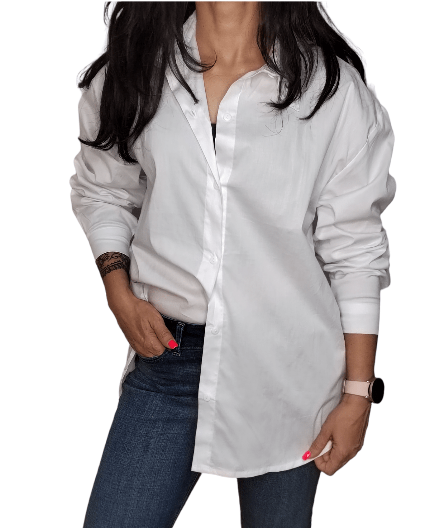 ElOutlet - Summer Women Women Blouse Women Chemise (One-Size) - Curvy (buttons front & back) - White