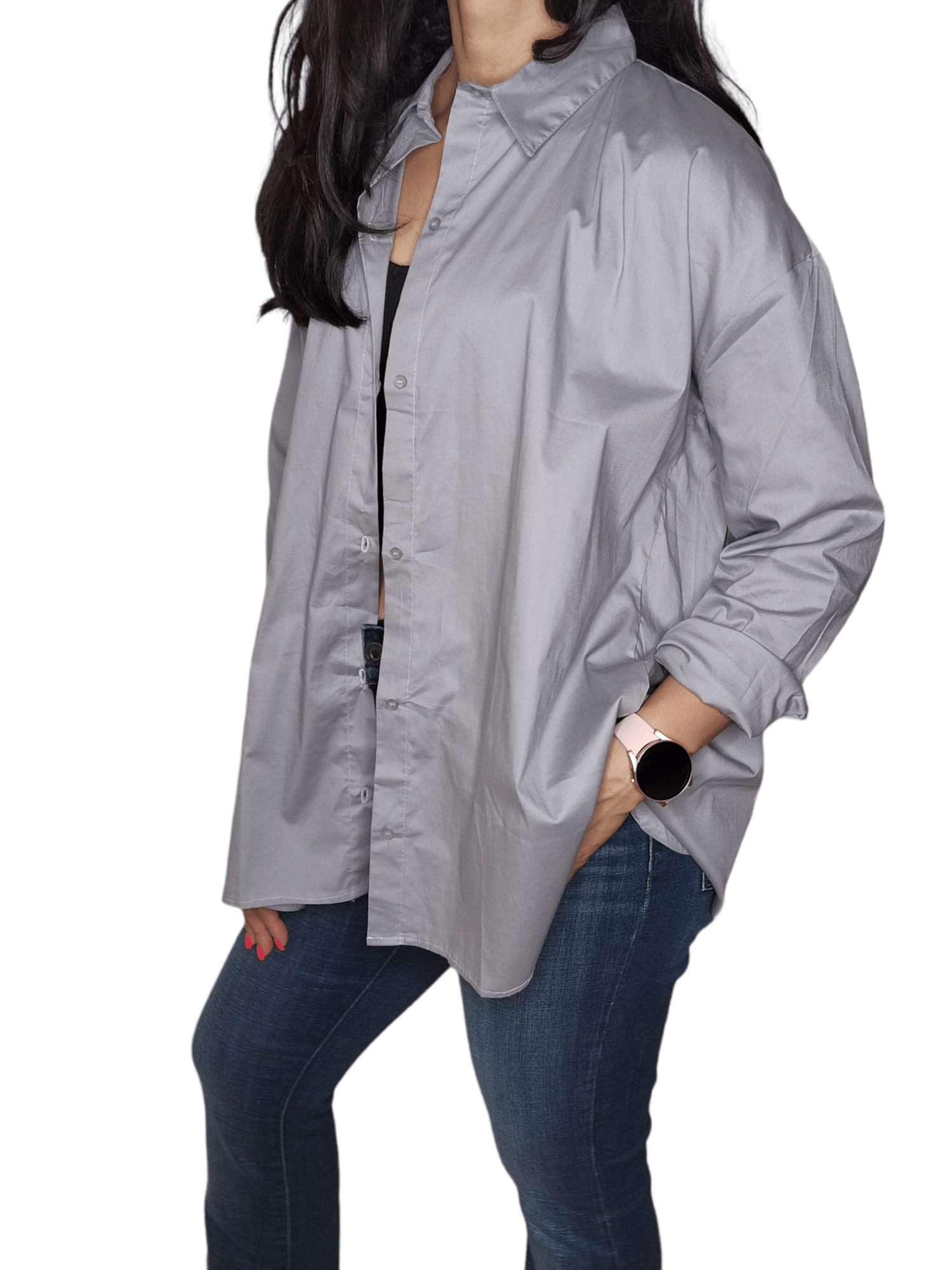 ElOutlet - Summer Women Women Blouse Women Chemise (One-Size) - Curvy - Grey