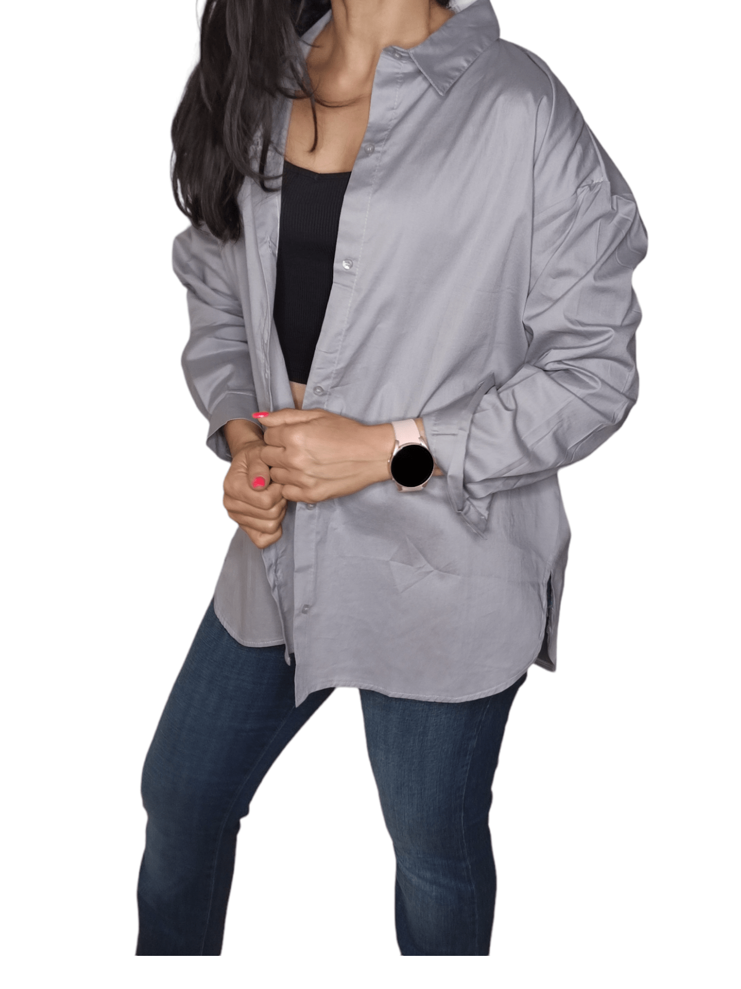 ElOutlet - Summer Women Women Blouse Women Chemise (One-Size) - Curvy - Grey