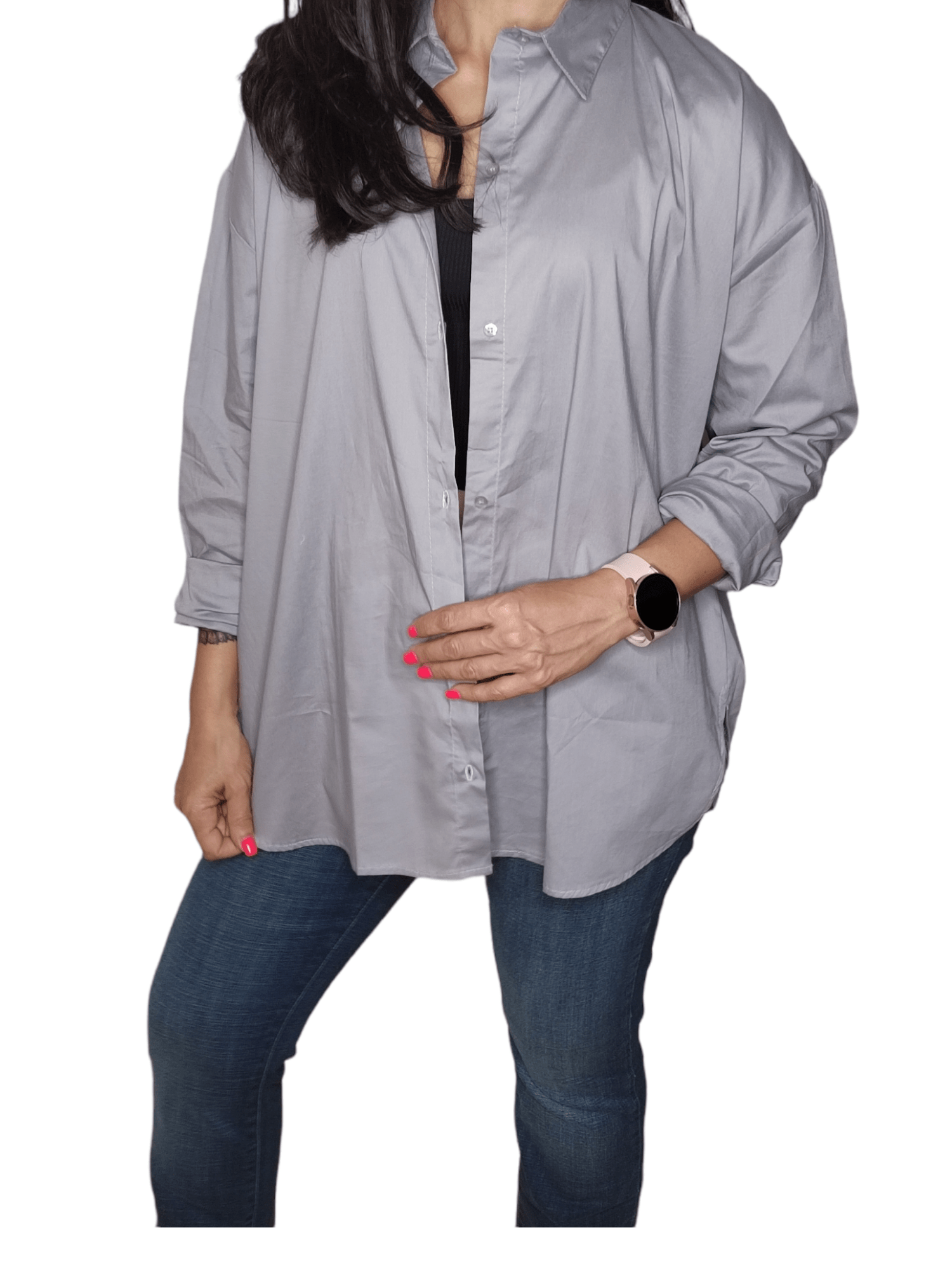 ElOutlet - Summer Women Women Blouse Women Chemise (One-Size) - Curvy - Grey
