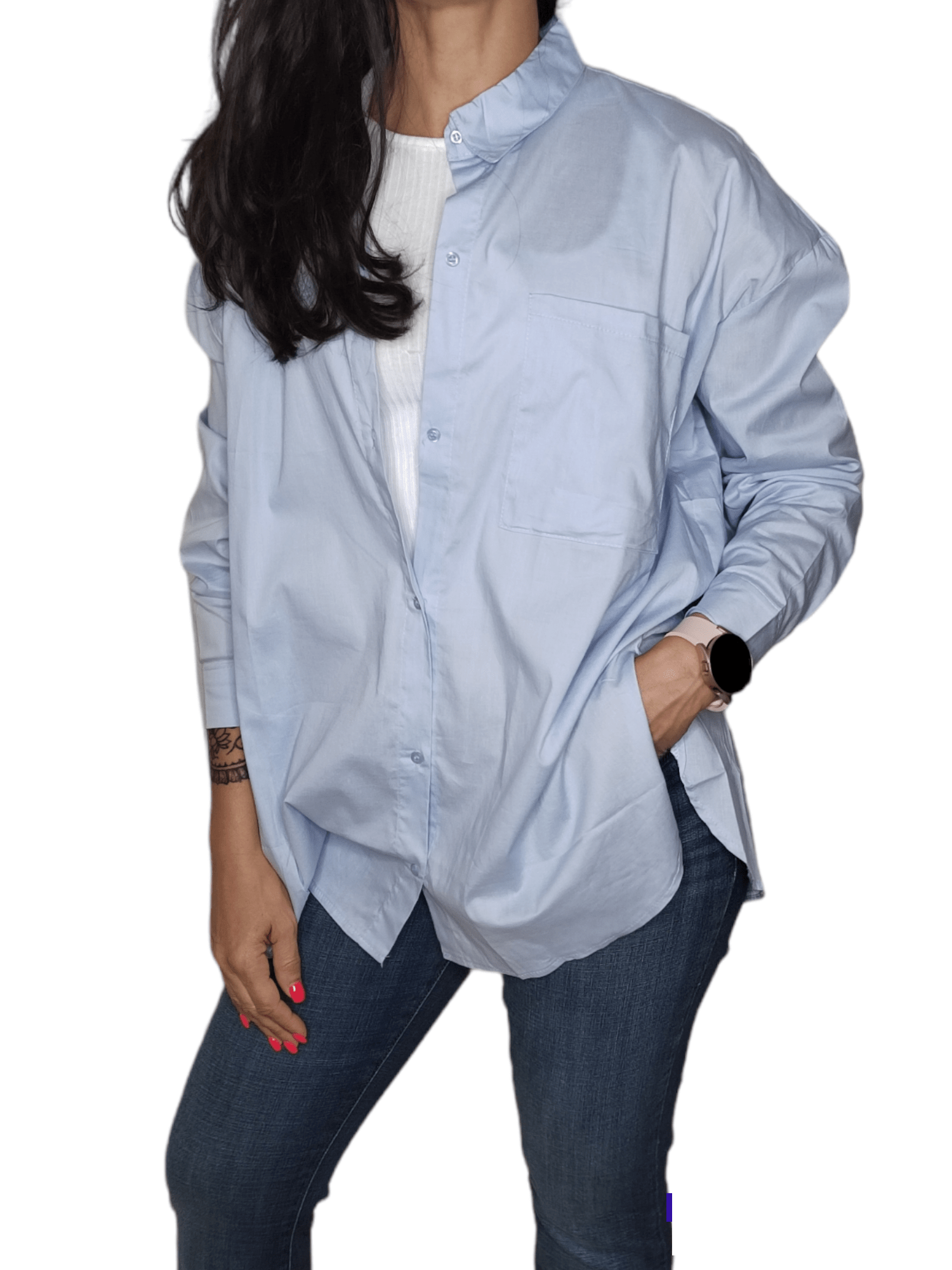 ElOutlet - Summer Women Women Blouse Women Chemise (One-Size) - Curvy - Light Blue