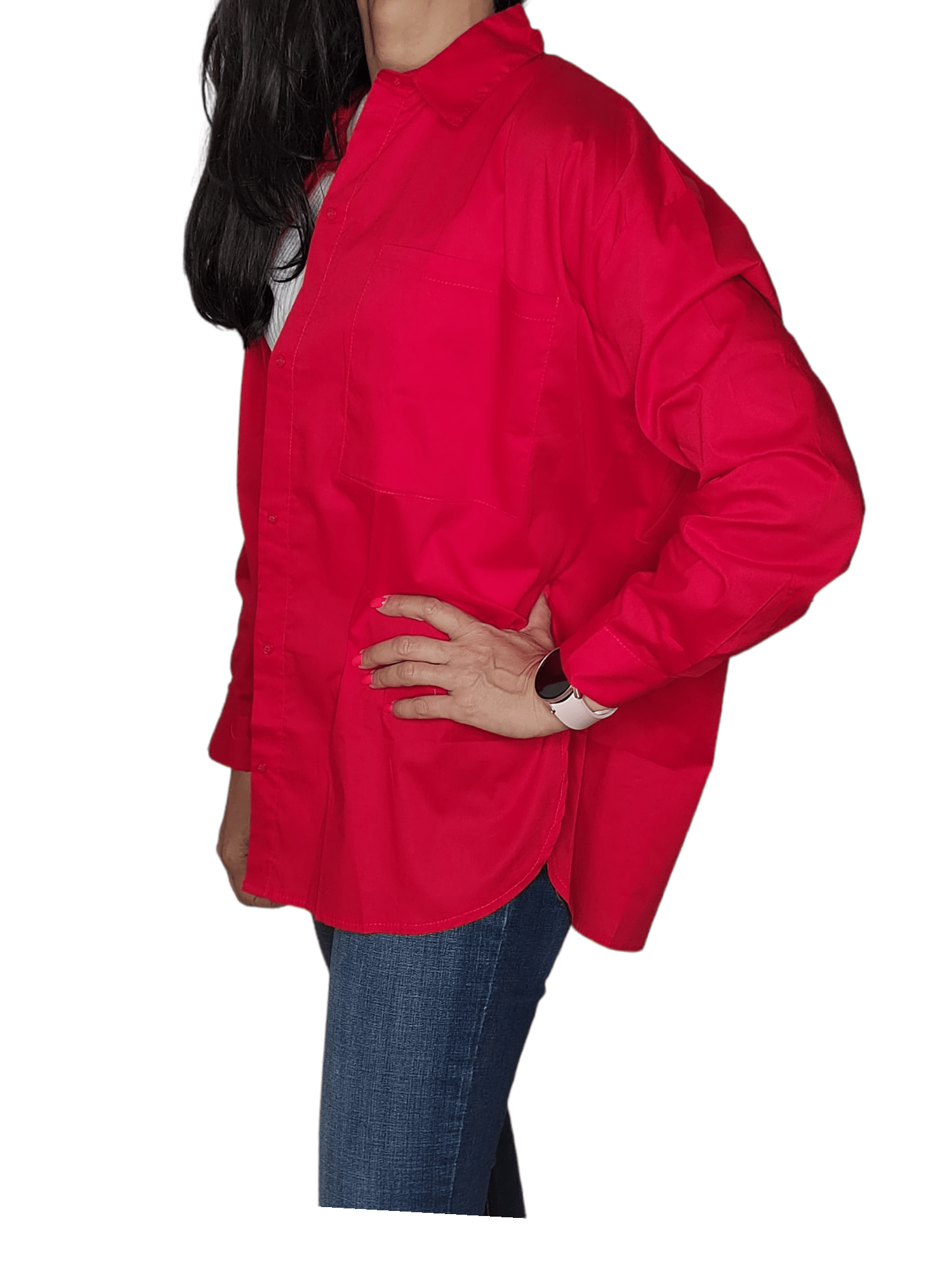 ElOutlet - Summer Women Women Blouse Women Chemise (One-Size) - Curvy - Red