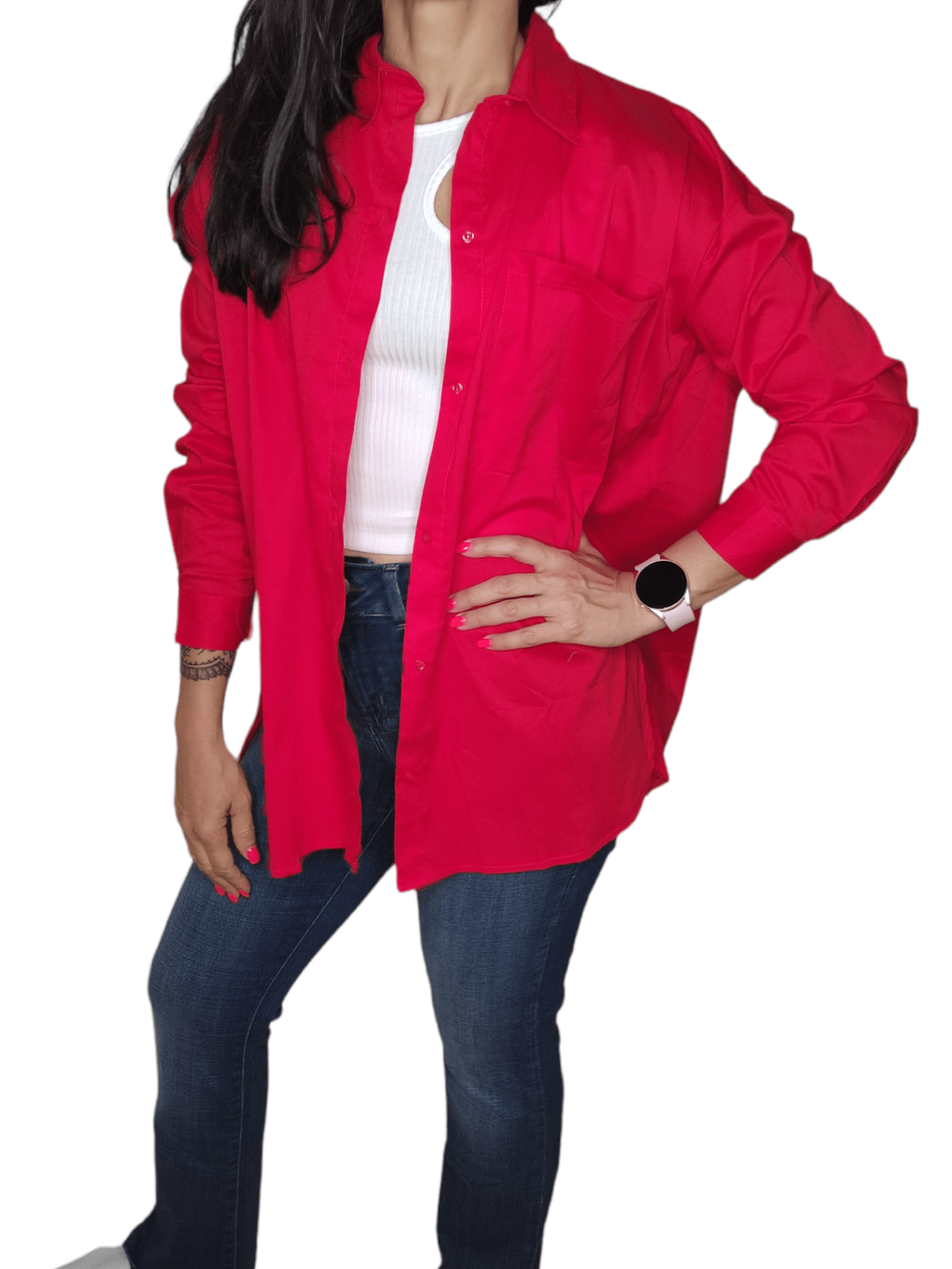 ElOutlet - Summer Women Women Blouse Women Chemise (One-Size) - Curvy - Red
