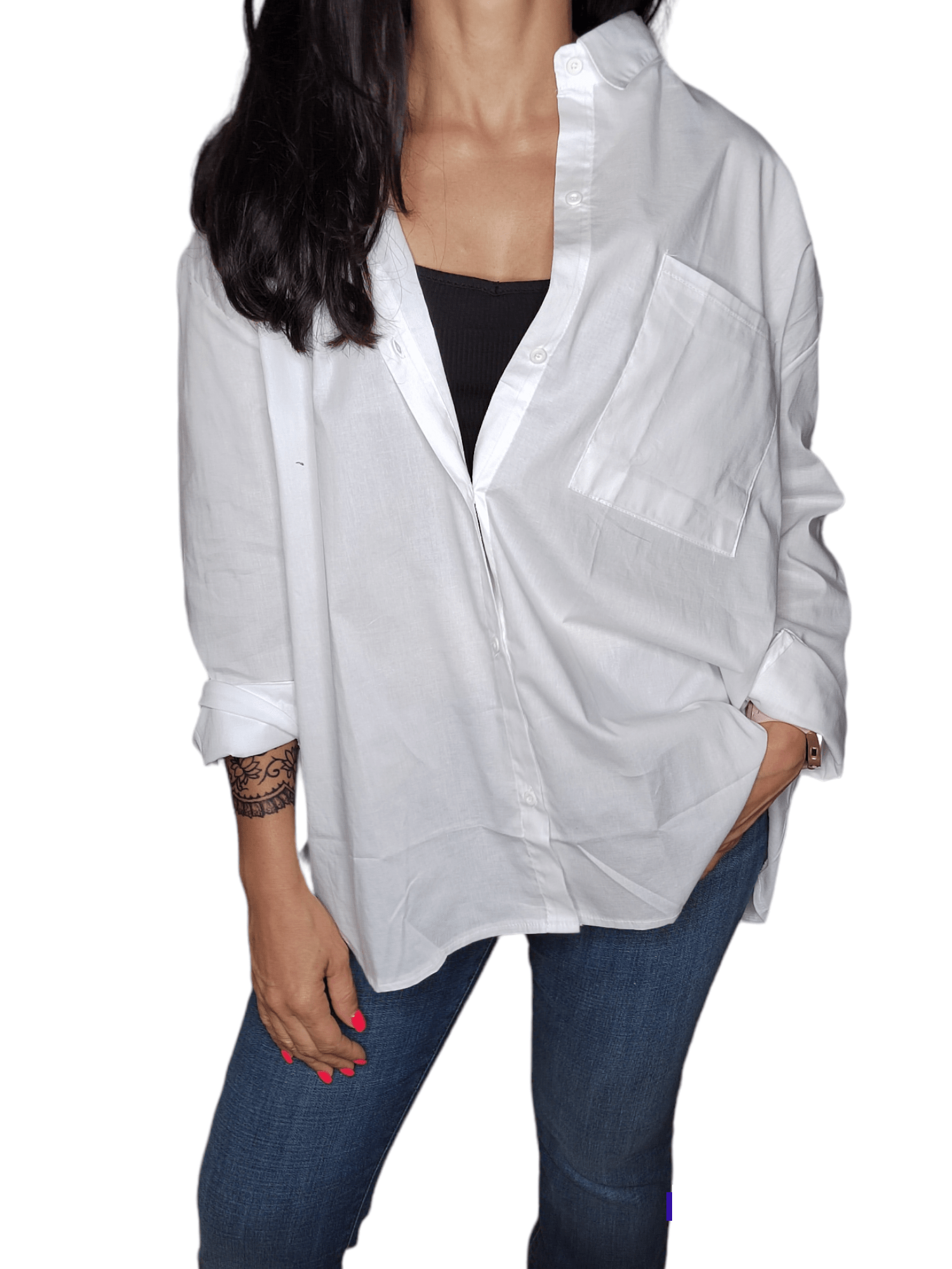 ElOutlet - Summer Women Women Blouse Women Chemise (One-Size) - Curvy - White
