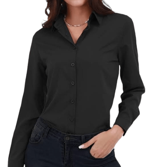 ElOutlet - Summer Women Women Blouse Women  Chemise (Slim-Fit) - Black