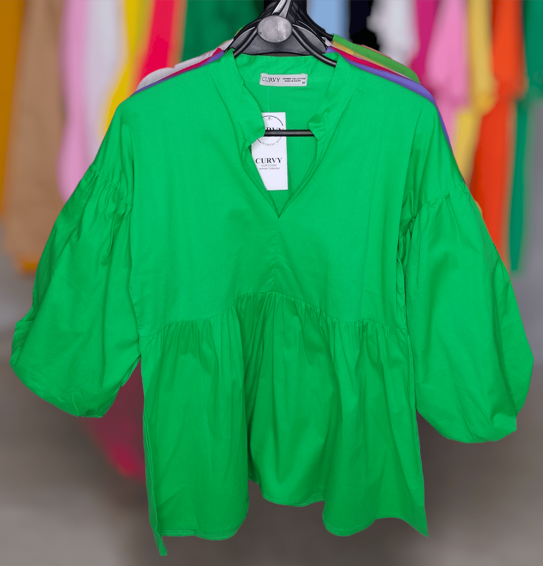 ElOutlet - Summer Women Women Blouse Women (Curvy) Blouse - Dark Green