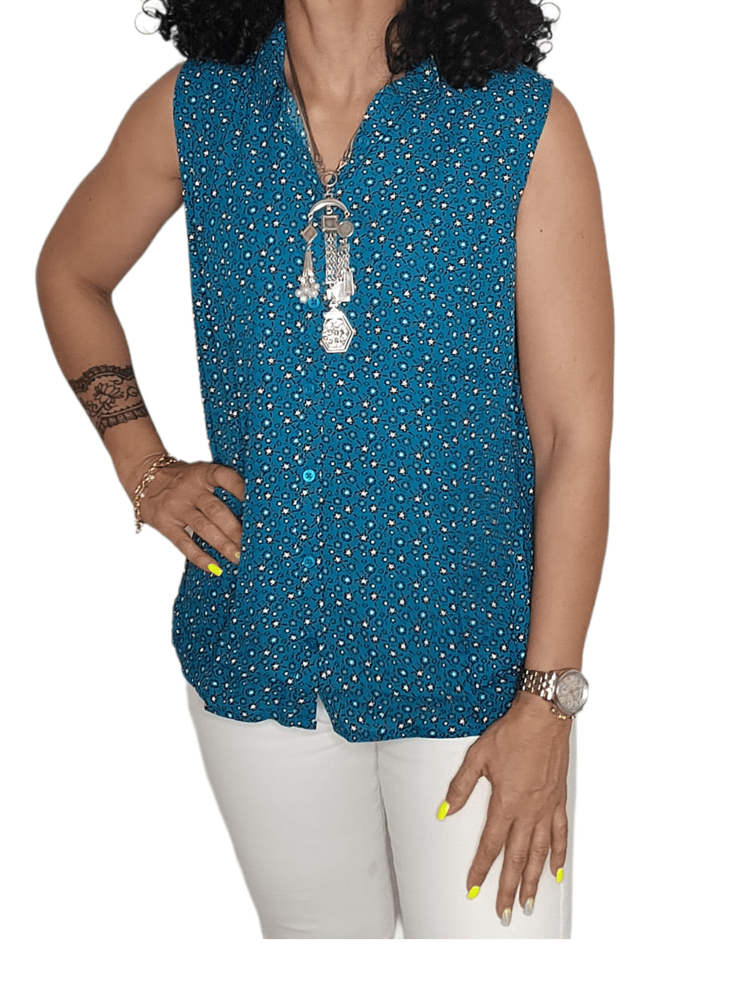 ElOutlet - Summer Women Women Blouse Women Cut Blouse (Viscose) - Petrol