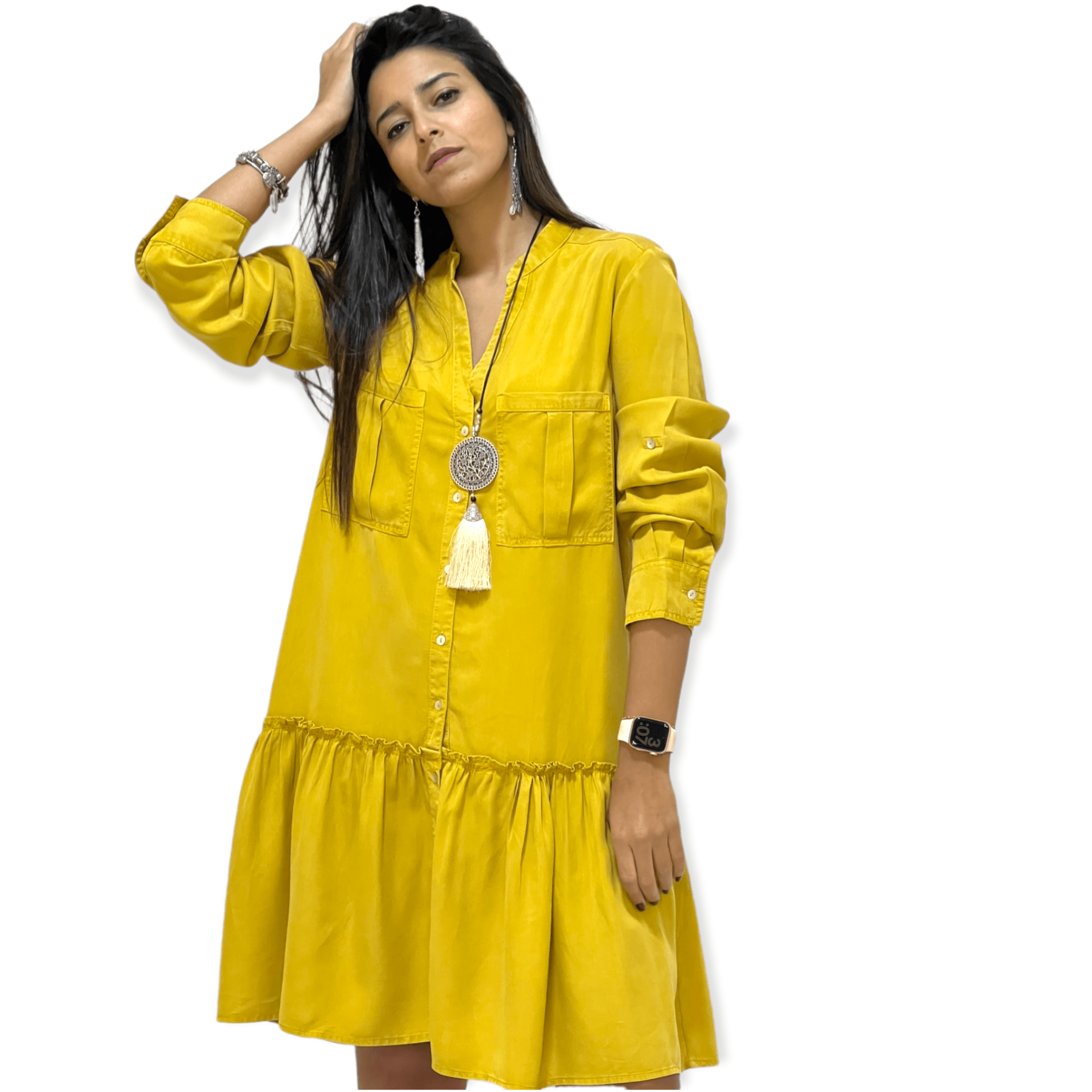 ElOutlet - Summer Women Women Dress Women Summer Dress - Mustard