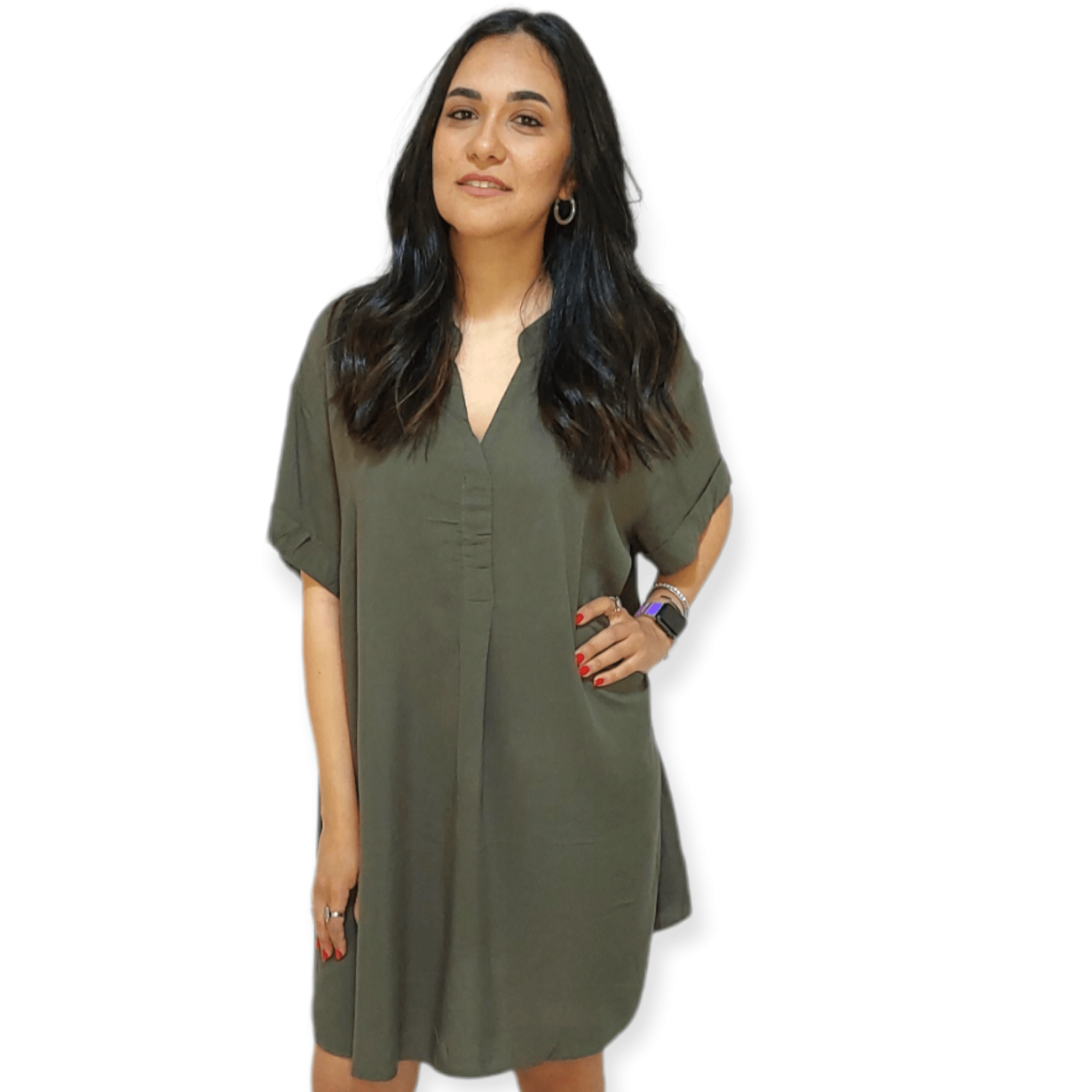 ElOutlet - Summer Women Women Dress Women Summer Dress - [Oversized] - Olive Green