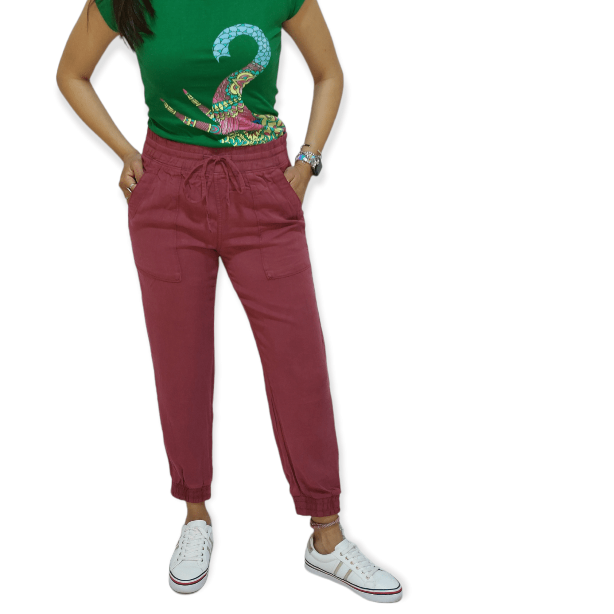 ElOutlet - Summer Women Women Pants Women Pants - Burgundy