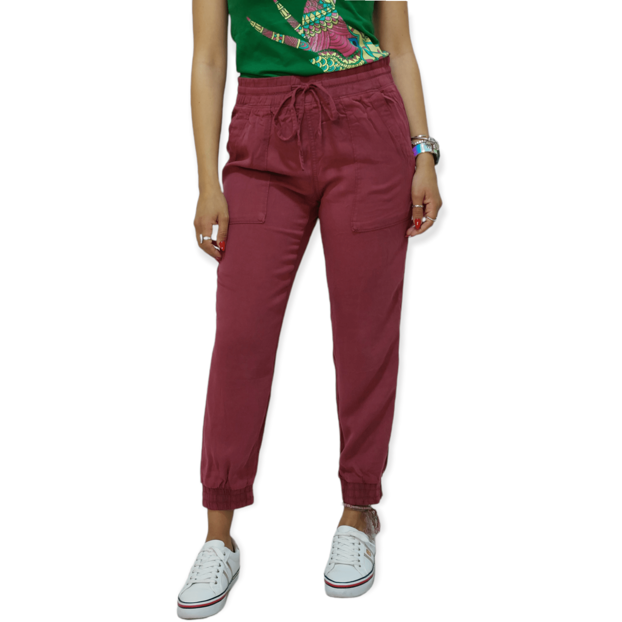 ElOutlet - Summer Women Women Pants Women Pants - Burgundy